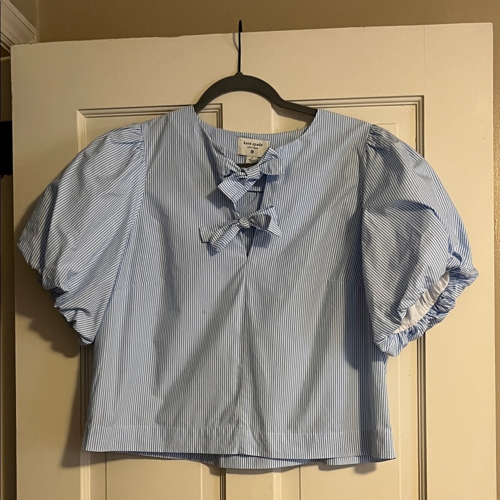 kate spade Blue/white Striped Top with Bow Details
